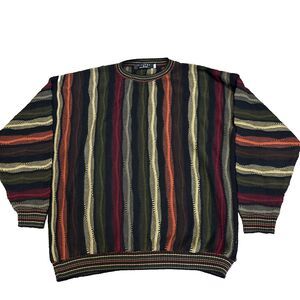 Vintage Protege 90s Textured 3D Knit Coogi Style Biggie Neutral Sweater 2XL USA